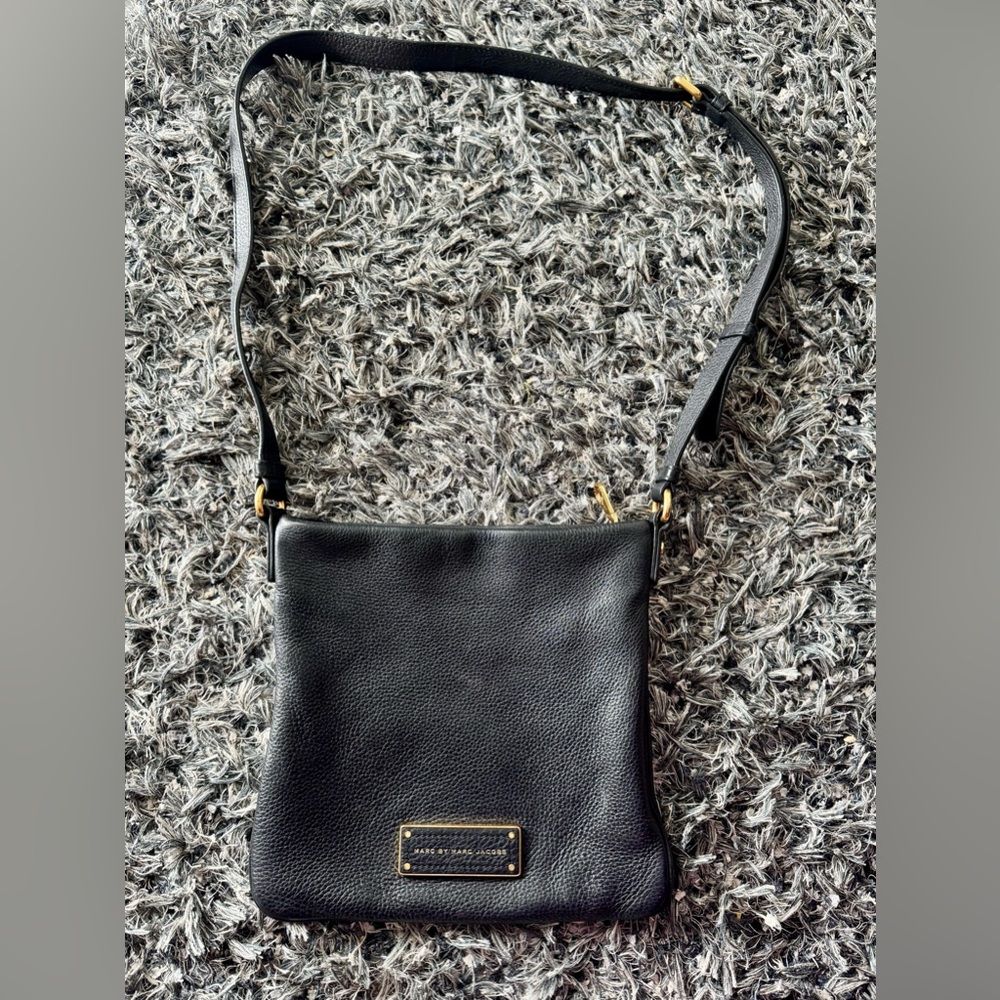 Marc by Marc Jacobs Black Leather Crossbody Bag Gold Hardware